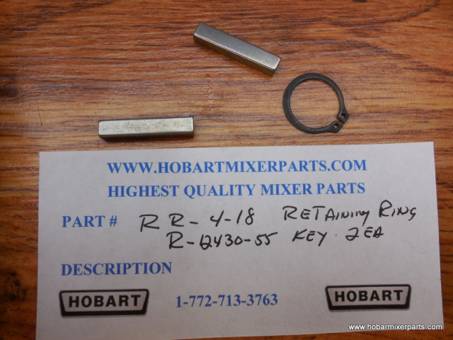 HOBART A-200 TRANSMISSION SHAFT KEYS & RETAINING RING, OLD PART NUMBERS RR-4-18, 435297, NEW PART NU